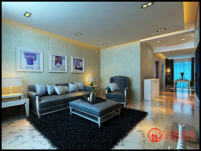 現(xiàn)代雅致主義客廳設(shè)計效果 裝修公司泓鑒裝飾裝修設(shè)計