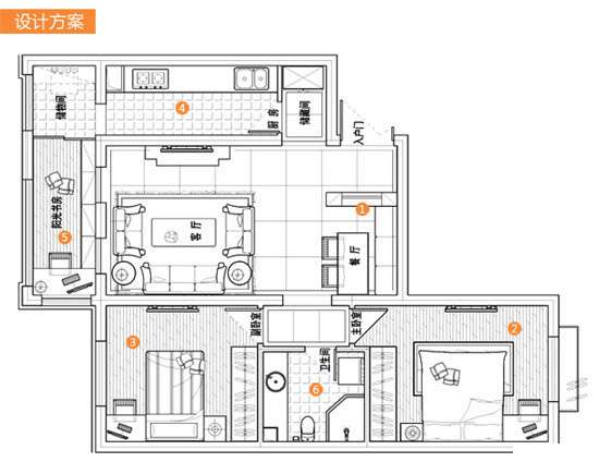 90平米兩室兩廳裝修設(shè)計(jì)平面布置圖